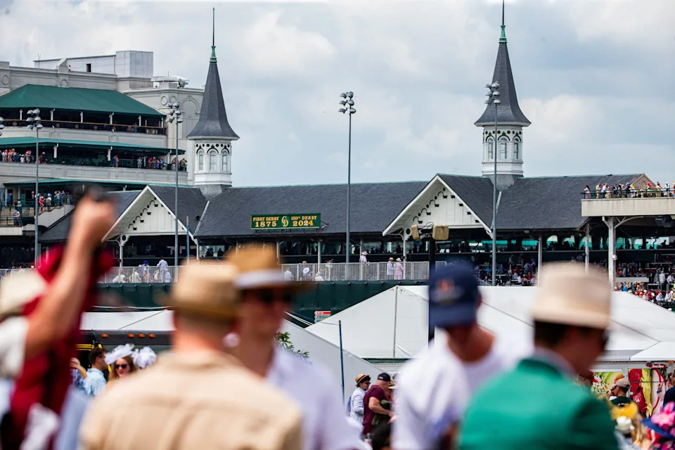 A panoramic view of Pimlico Race Course, where is the Preakness horse race