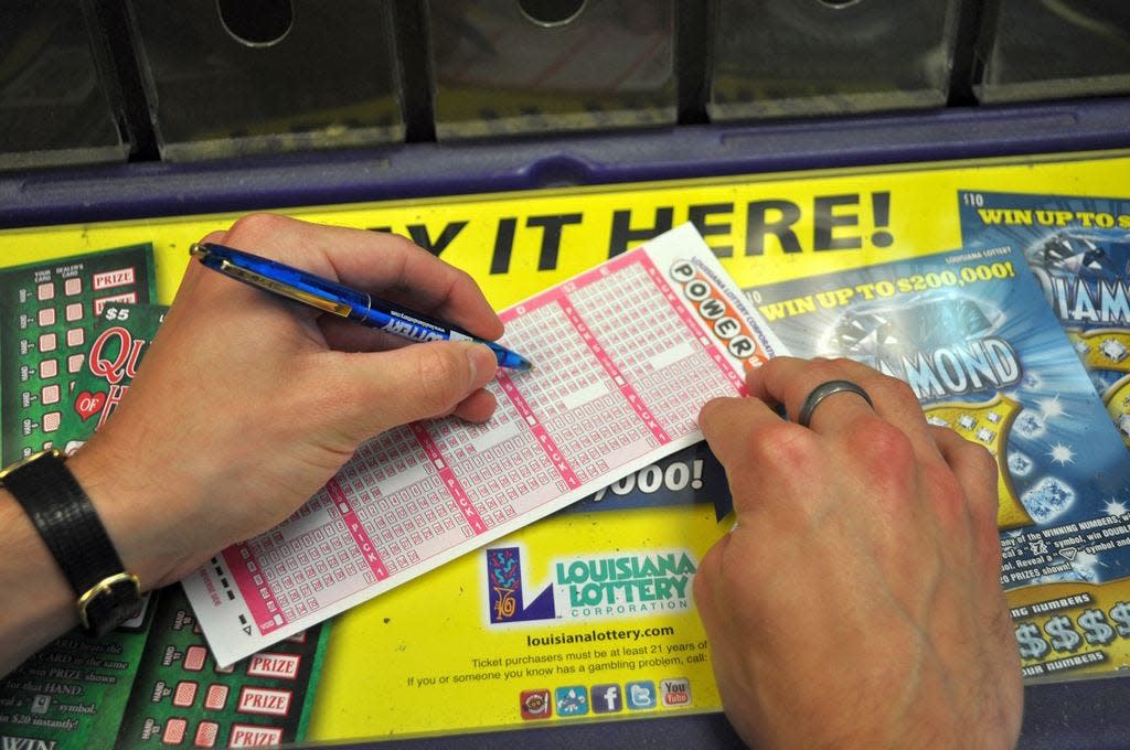 Winning lottery ticket and jackpot excitement
