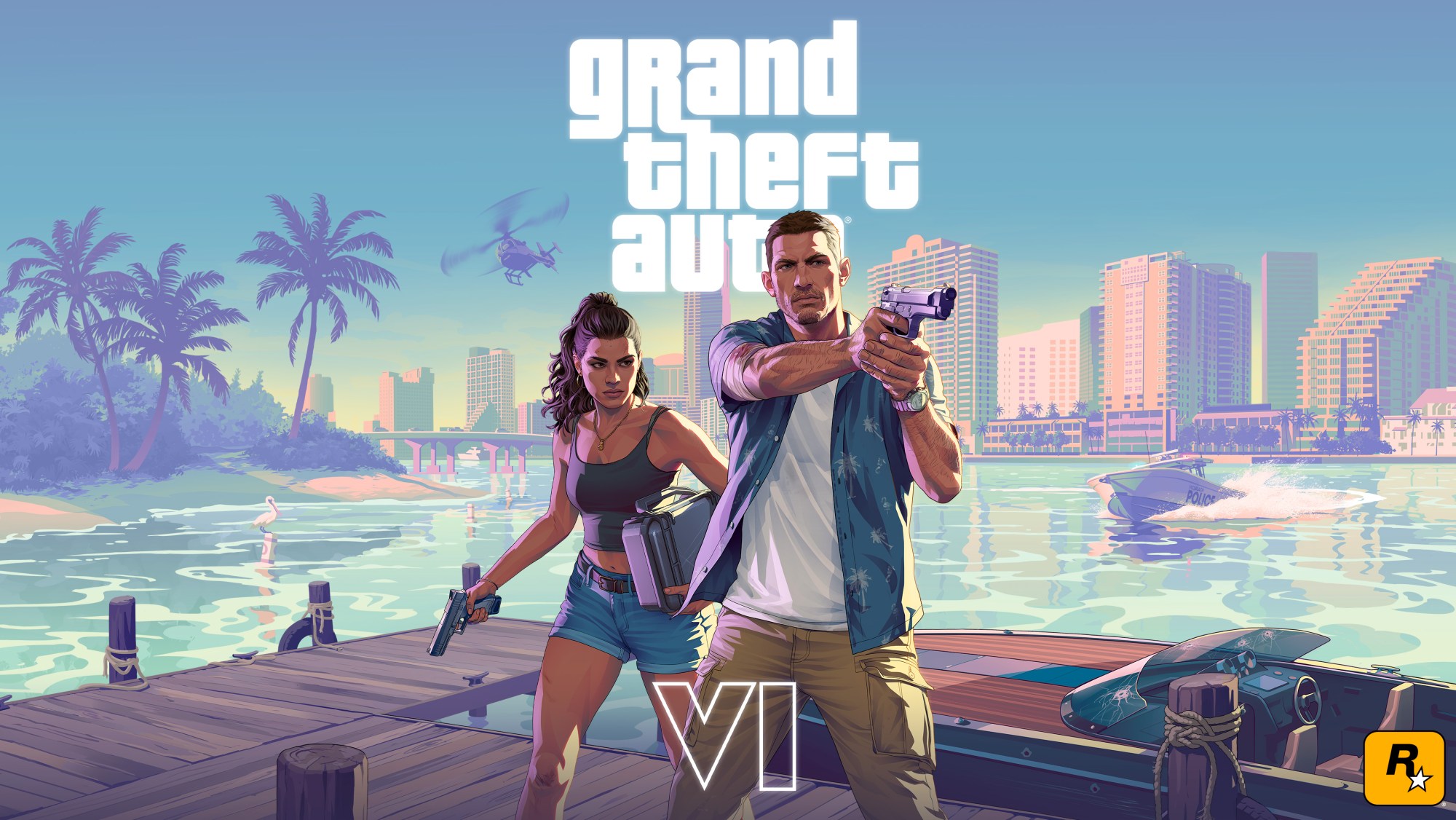 Scene from the grand theft auto gta 6 trailer showing Vice City's streets