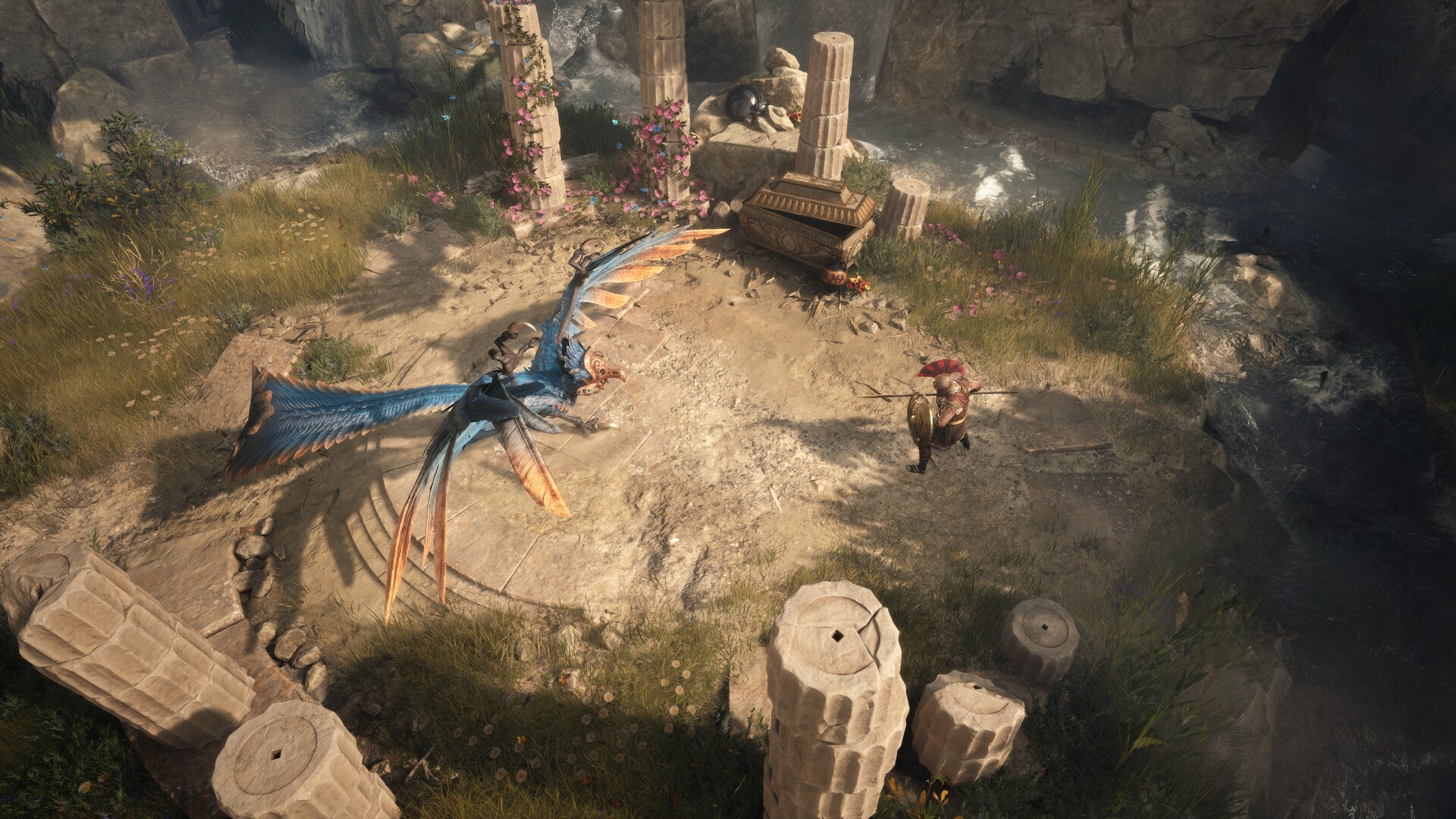 A breathtaking in-game scene from Titan Quest 2, showcasing mythological landscapes and iconic monsters.