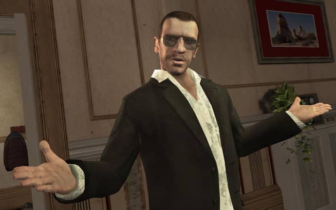 Screenshot from GTA 4 showing Liberty City at dawn
