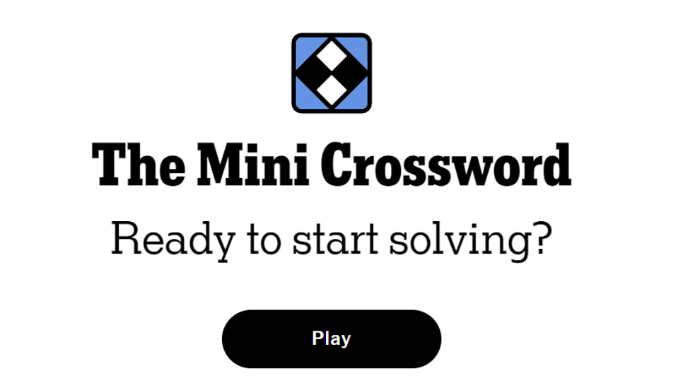 A digital NYT Mini Crossword screenshot, providing a mini crossword hint to puzzled solvers